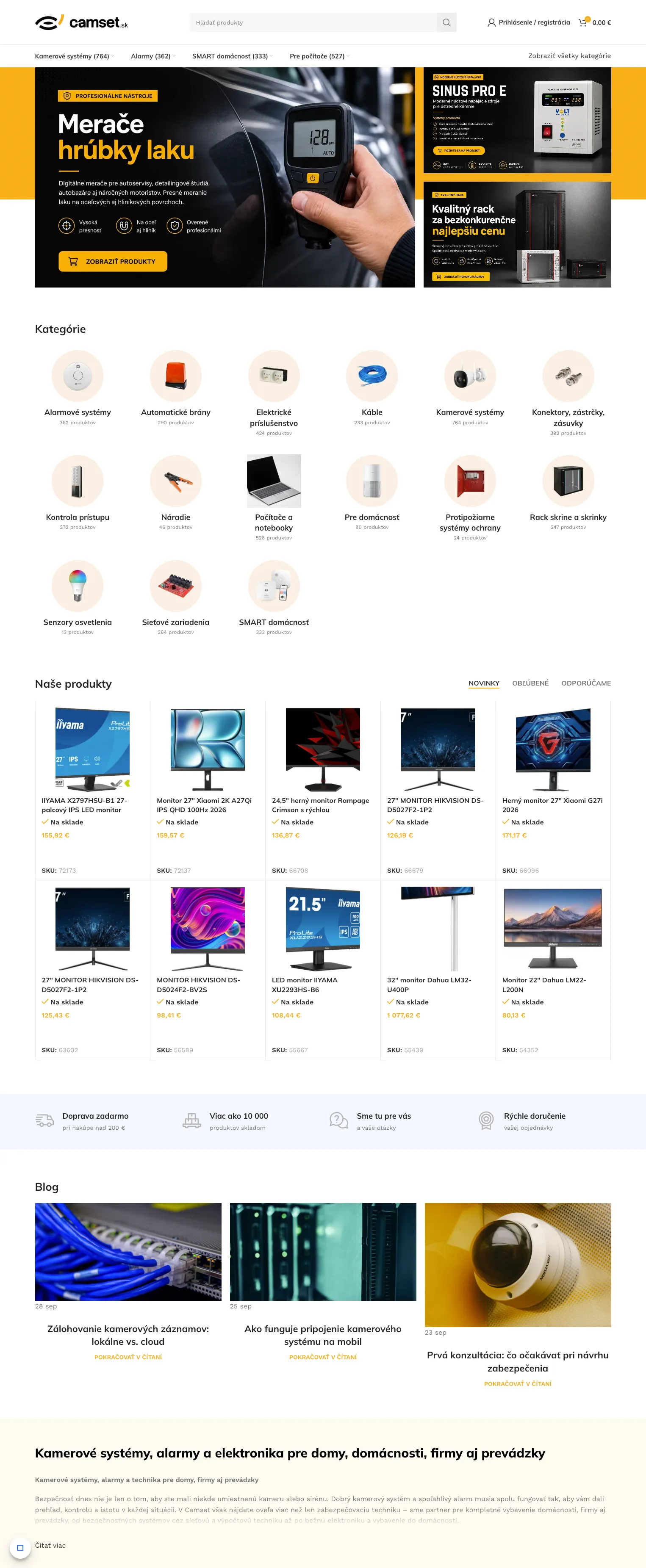 Full Camset homepage on desktop