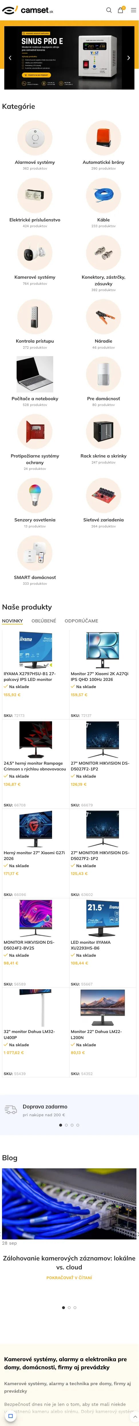 Full Camset homepage on mobile